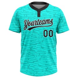 Schwarz-Weiß Muster Teal 3D Softball Unisex Jersey Zwei-Knopf Custom
