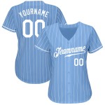 Nadelstreifen Weiß Blau Licht Baseball Custom Authentic Jersey Weiß