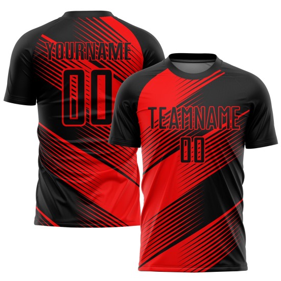 Rot Fußball Schwarz Custom Uniform Jersey Sublimation