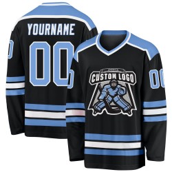 Hockey Blau-Weiß Schwarz Custom Jersey Light