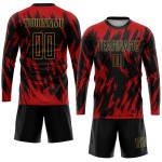 Rot Schwarz-Old Custom Sublimation Jersey Fußball Gold Uniform