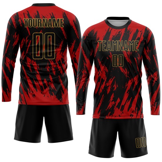 Rot Schwarz-Old Custom Sublimation Jersey Fußball Gold Uniform