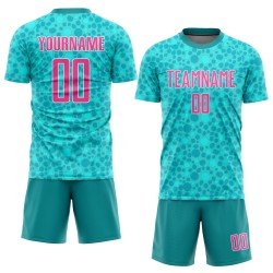 Sublimation Fußballtrikot Aqua Custom Uniform Pink-Weiß Sublimation Fußballtrikot Aqua Custom Uniform Pink-Weiß
