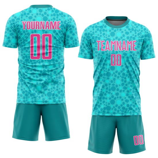 Sublimation Fußballtrikot Aqua Custom Uniform Pink-Weiß