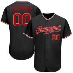 Benutzerdefinierte rot-grau authentische schwarze Jersey Baseball