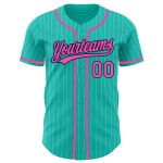 Nadelstreifen Baseball Weiß Authentic Custom Pink-Navy Aqua Jersey