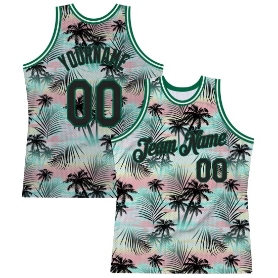 Muster Palm Custom 3D Tropical Grün Basketball Authentic Blätter Jersey Hawaii Schwarz Black-Kelly Muster Palm Custom 3D Tropical Grün Basketball Authentic Blätter Jersey Hawaii Schwarz Black-Kelly