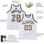 Authentisches Custom Basketball Throwback Gold-Schwarzes Trikot Weiß Alt Authentisches Custom Basketball Throwback Gold-Schwarzes Trikot Weiß Alt
