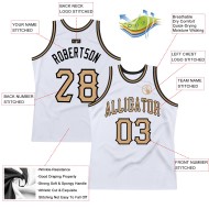 Authentisches Custom Basketball Throwback Gold-Schwarzes Trikot Weiß Alt Authentisches Custom Basketball Throwback Gold-Schwarzes Trikot Weiß Alt