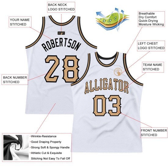 Authentisches Custom Basketball Throwback Gold-Schwarzes Trikot Weiß Alt Authentisches Custom Basketball Throwback Gold-Schwarzes Trikot Weiß Alt