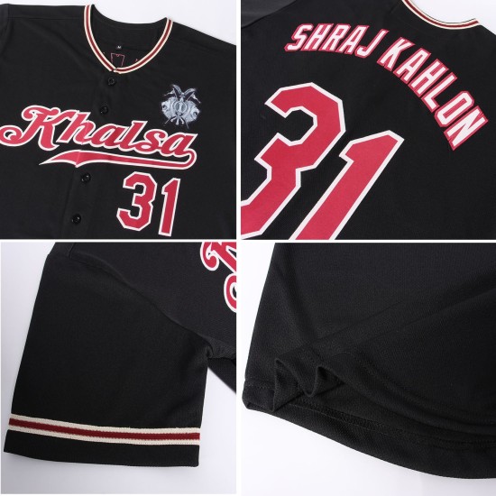 Jersey Custom Crimson-City Schwarz Authentic Creme Baseball Jersey Custom Crimson-City Schwarz Authentic Creme Baseball