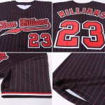 Baseball Schwarz Custom Red Authentic Rot-Weiß Nadelstreifen Trikot