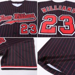 Baseball Schwarz Custom Red Authentic Rot-Weiß Nadelstreifen Trikot Baseball Schwarz Custom Red Authentic Rot-Weiß Nadelstreifen Trikot