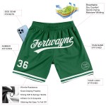 Authentische benutzerdefinierte Shorts Weiß Throwback Kelly Basketball Grün