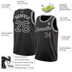 Schwarz-Weiß Nadelstreifen Trikot Schwarz Weiß Basketball Authentic Custom