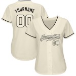 Baseball Authentic Custom Creme Creme-Schwarzes Trikot