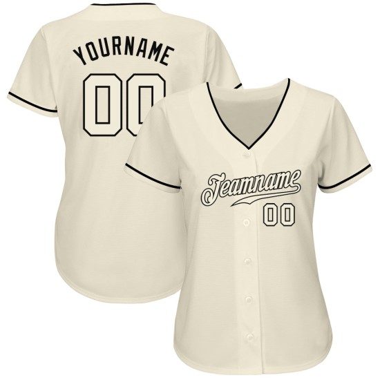 Baseball Authentic Custom Creme Creme-Schwarzes Trikot