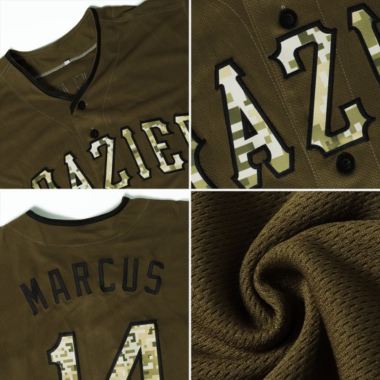 Baseball Camo-Schwarz Olive To Service Jersey Salute Authentic Custom