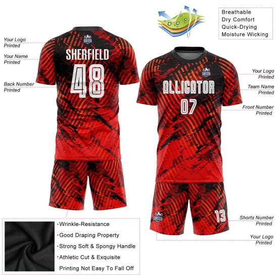Rote Uniform Custom Weiß-Schwarz Sublimation Jersey Fußball