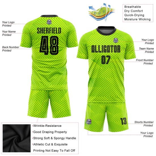 Neon Fußball Schwarz Grün Trikot Sublimation Custom Uniform