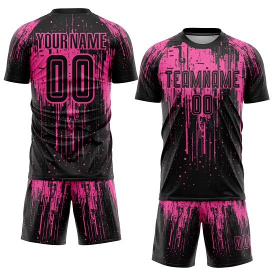 Sublimationsuniform Fußball Rosa Schwarz Custom Jersey Sublimationsuniform Fußball Rosa Schwarz Custom Jersey