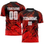 Rote Uniform Custom Weiß-Schwarz Sublimation Jersey Fußball