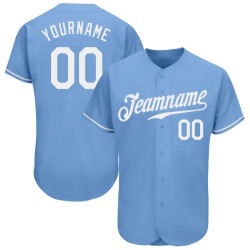 Jersey Weiß Custom Blau Authentic Baseball Licht