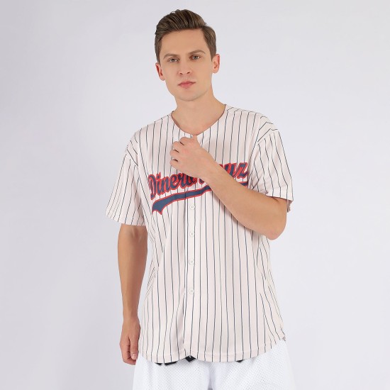 Jersey Navy Nadelstreifen Custom Navy-Rot Creme Baseball Jersey Navy Nadelstreifen Custom Navy-Rot Creme Baseball