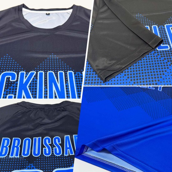 Uniform Trikot Fußball Custom Sublimation Royal-Hellblau Schwarz