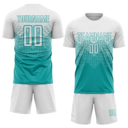 Fußball Aqua Weiß Sublimation Jersey Uniform Custom Fußball Aqua Weiß Sublimation Jersey Uniform Custom