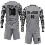 Grau Schwarz-Camo Sublimation Custom Jersey Uniform Fußball