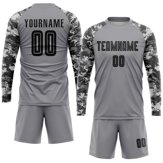 Grau Schwarz-Camo Sublimation Custom Jersey Uniform Fußball