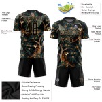 Fußball Sublimation Uniform Custom Tiger Pfau Schwarz Gold Alte Jersey Und