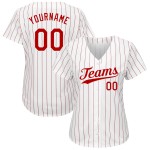 Baseball Custom Red Authentic Nadelstreifen Trikot Rot-Weiß Weiß