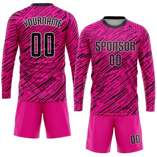 Schwarz-Weiß Fußball Trikot Uniform Rosa Custom Sublimation