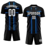 Custom Jersey Uniform Schwarz Sublimation Fußball Weiß-Hellblau
