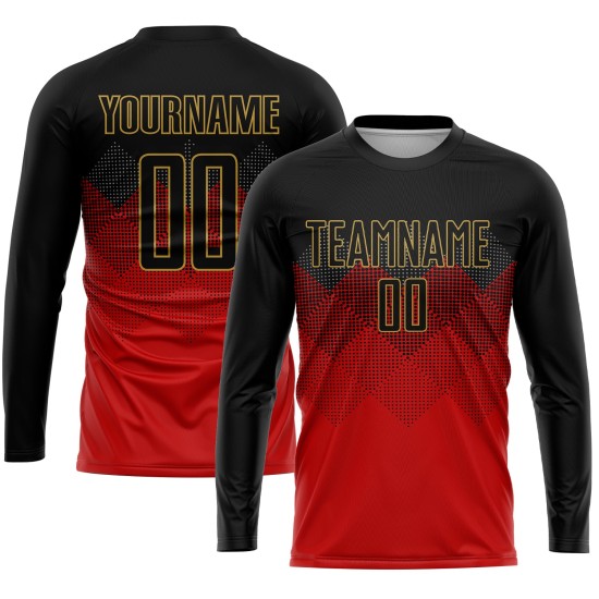 Gold Uniform Sublimation Rot Fußball Schwarz-Old Custom Jersey