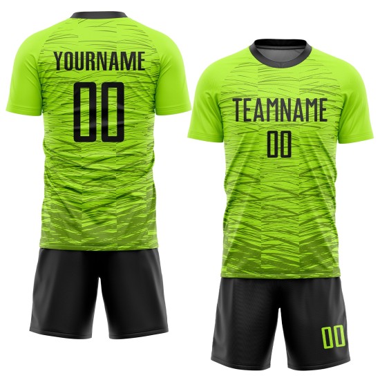Grünes Trikot Sublimation Schwarz Benutzerdefinierte Neon Uniform Fußball