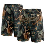 Benutzerdefinierte Pfau Muster Alt Schwarz 3D Gold Authentische Tiger 3D Shorts Basketball Und Muster Design