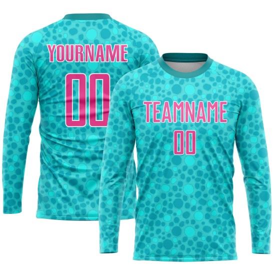 Sublimation Fußballtrikot Aqua Custom Uniform Pink-Weiß