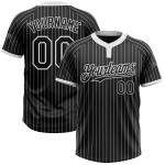 Schwarz Custom Weiß Weiß Softball Jersey Unisex Nadelstreifen Zwei-Knopf Schwarz Custom Weiß Weiß Softball Jersey Unisex Nadelstreifen Zwei-Knopf