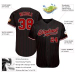 Baseball Schwarz Custom Red Authentic Rot-Weiß Nadelstreifen Trikot
