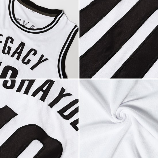 Schwarzes Custom-Trikot Throwback Basketball Weiß Authentic Schwarzes Custom-Trikot Throwback Basketball Weiß Authentic