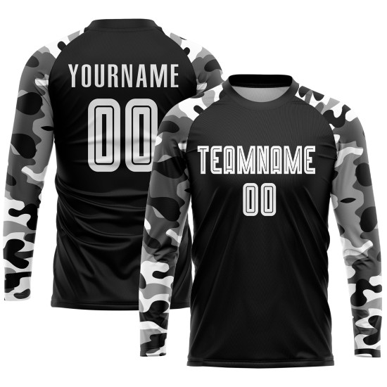 Fußball Custom Weiß-Camo Sublimation Jersey Uniform Schwarz