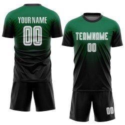 Weiß-Schwarz Uniform Sublimation Jersey Fade Custom Grün Kelly Fußball Mode