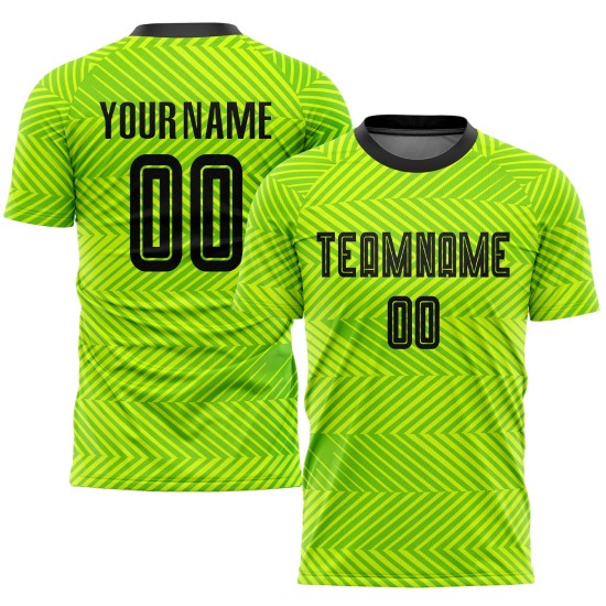 Neon Fußball Schwarz Grün Trikot Sublimation Custom Uniform