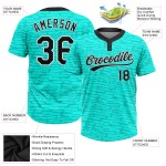 Schwarz-Weiß Muster Teal 3D Softball Unisex Jersey Zwei-Knopf Custom Schwarz-Weiß Muster Teal 3D Softball Unisex Jersey Zwei-Knopf Custom