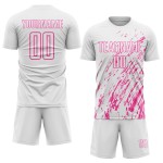 Uniform Rosa Trikot Benutzerdefinierte Sublimation Fußball Weiß Uniform Rosa Trikot Benutzerdefinierte Sublimation Fußball Weiß