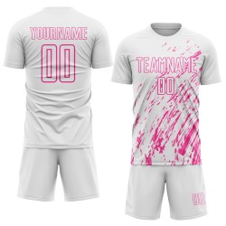 Uniform Rosa Trikot Benutzerdefinierte Sublimation Fußball Weiß