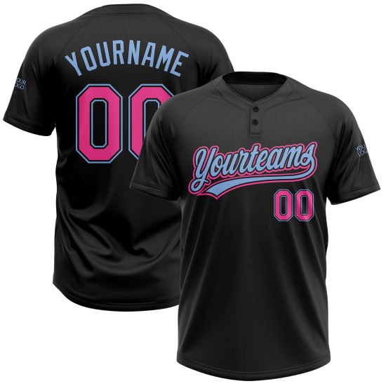 Unisex Blaues Trikot Custom Zwei-Knopf Softball Schwarz Pink-Hell Unisex Blaues Trikot Custom Zwei-Knopf Softball Schwarz Pink-Hell